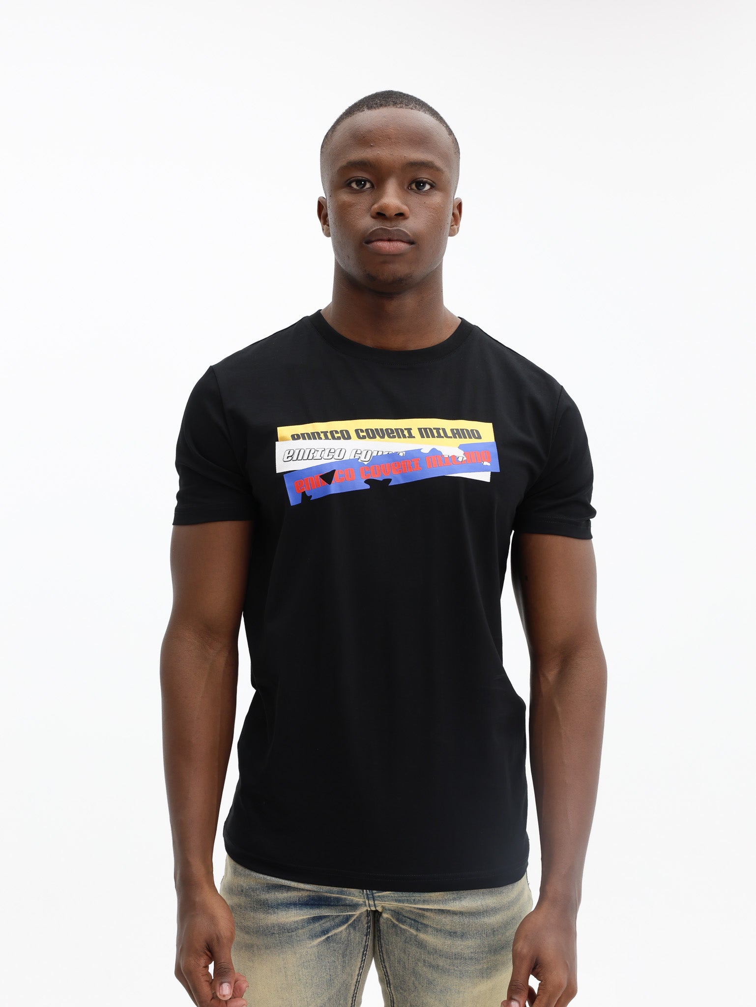 Enrico T-Shirt Overlap Logo Black